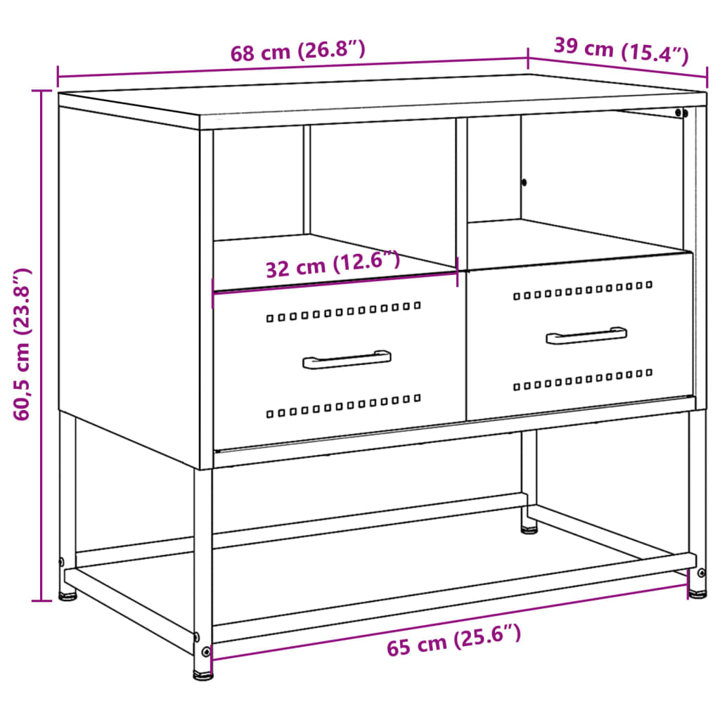 vidaXL Televizoriaus spintelė, antracito, 68x39x60,5cm, plienas