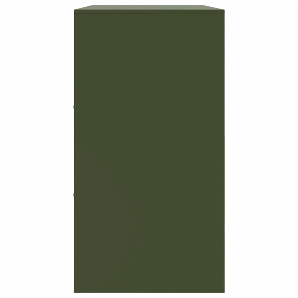 vidaXL Šoninė spintelė, alyvuogių žalios spalvos, 99x39x73cm, plienas