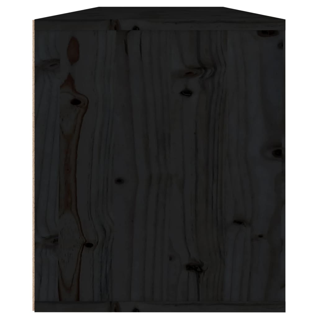 vidaXL Sieninės spintelės, 2vnt., juodos, 60x30x35cm, pušies masyvas