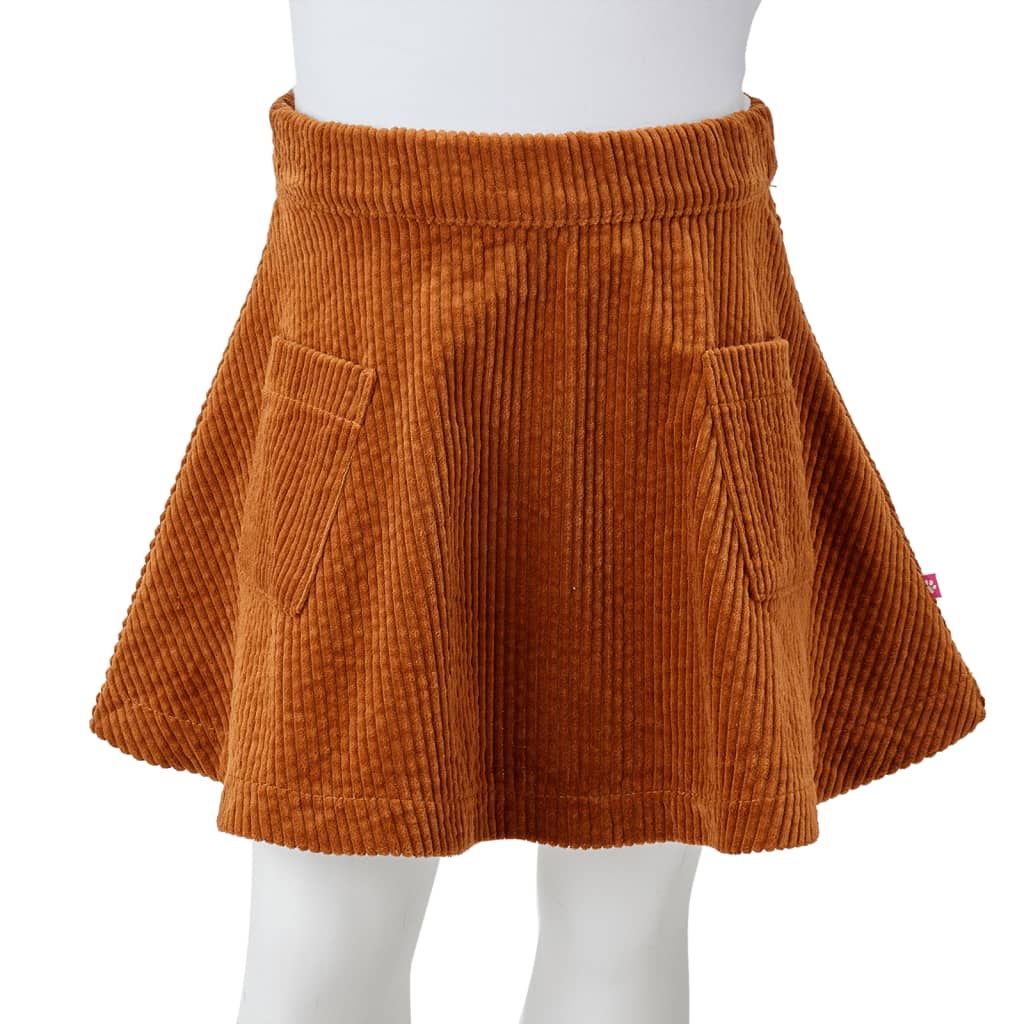 Vaikiškas sijonas su kišenėmis, smėlio spalvos, velvetas, 104 dydžio