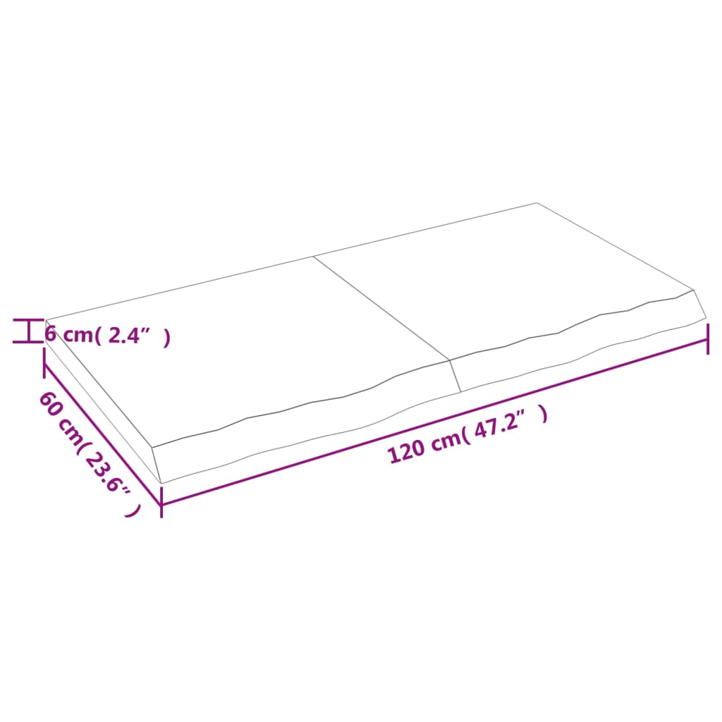 vidaXL Vonios stalviršis, šviesiai rudas, 120x60x(2-6)cm, mediena