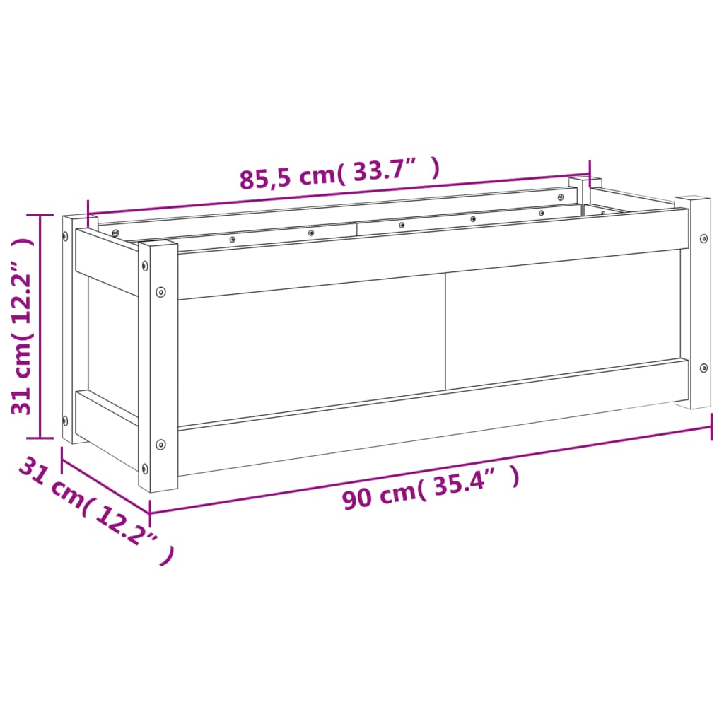 vidaXL Sodo lovelis, vaško rudas, 90x31x31cm, pušies medienos masyvas