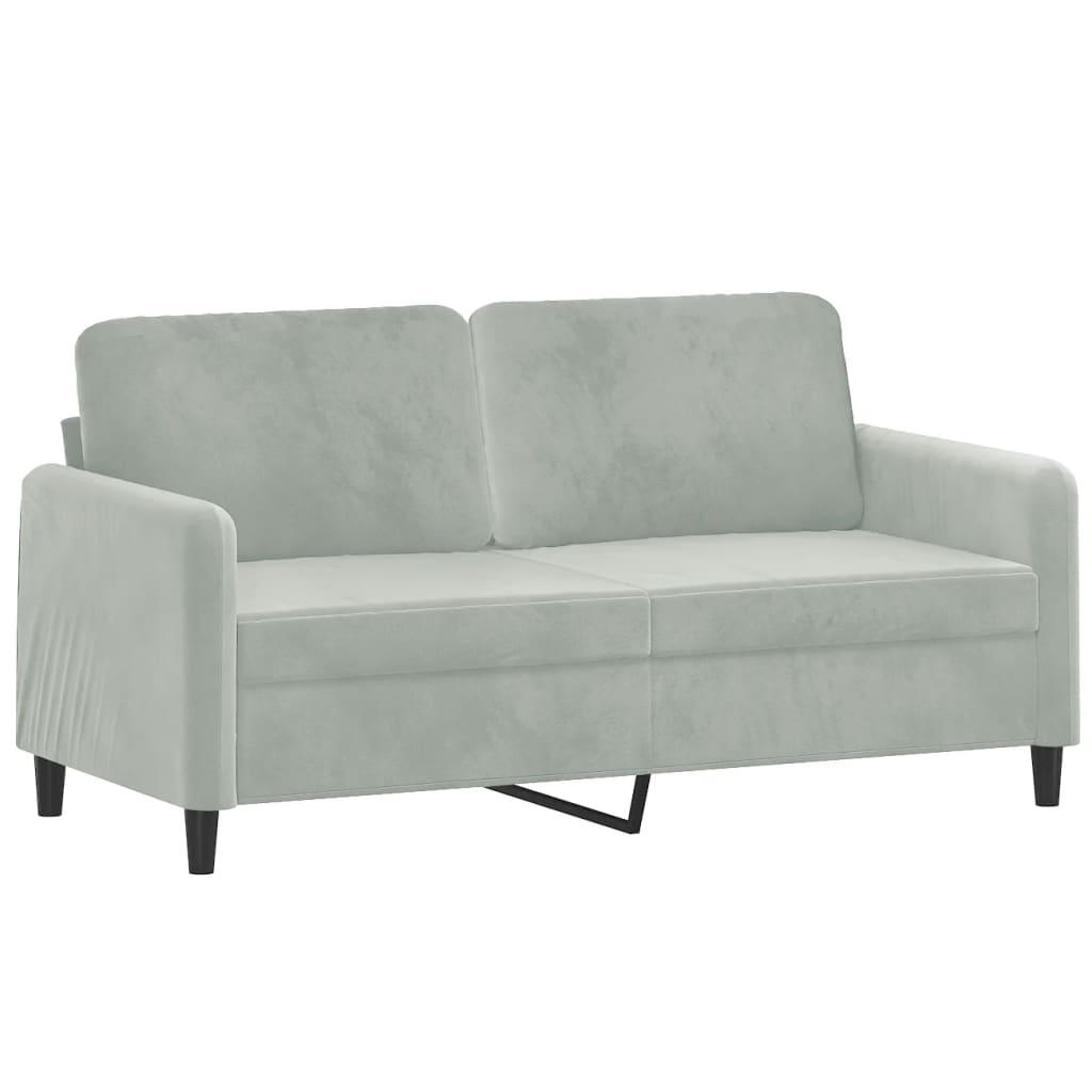 vidaXL Dvivietė sofa su pagalvėlėmis, šviesiai pilka, 140cm, aksomas