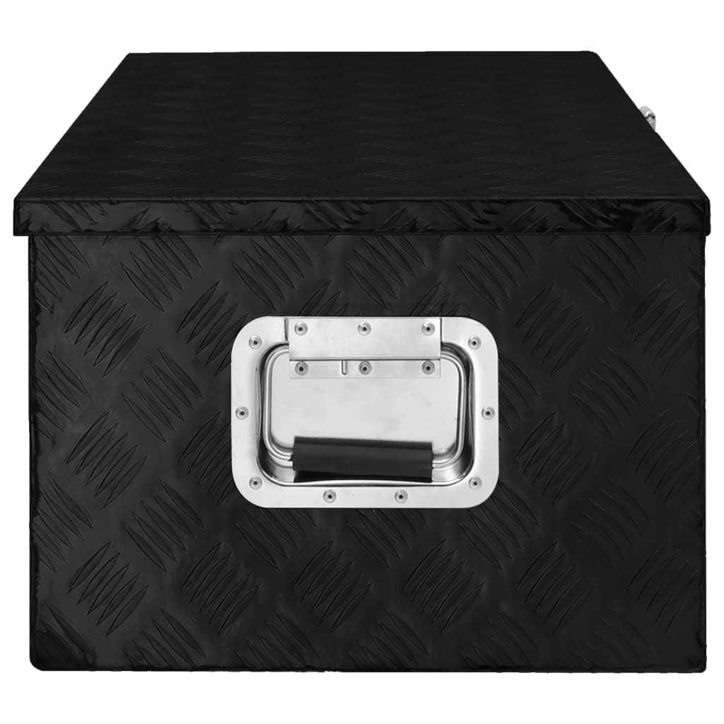 vidaXL Daiktadėžė, juodos spalvos, 90x47x33,5cm, aliuminis