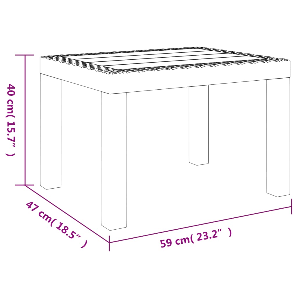 vidaXL Sodo stalas, baltos spalvos, 59x47x40cm, PP