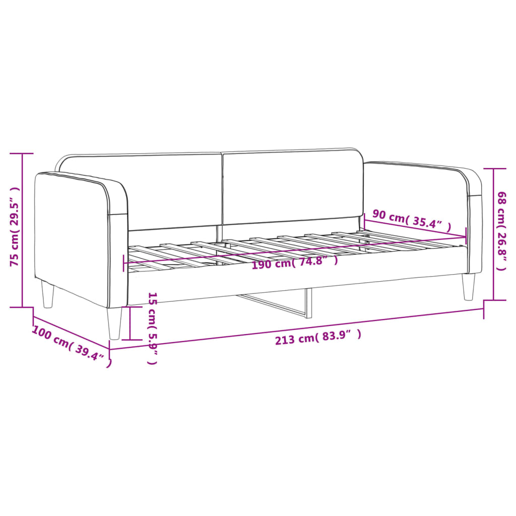 vidaXL Sofa, šviesiai pilkos spalvos, 90x190cm, audinys