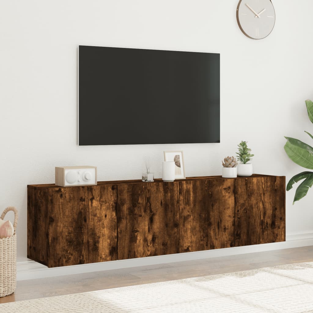 vidaXL Sieninės TV spintelės, 2vnt., dūminio ąžuolo, 80x30x41cm