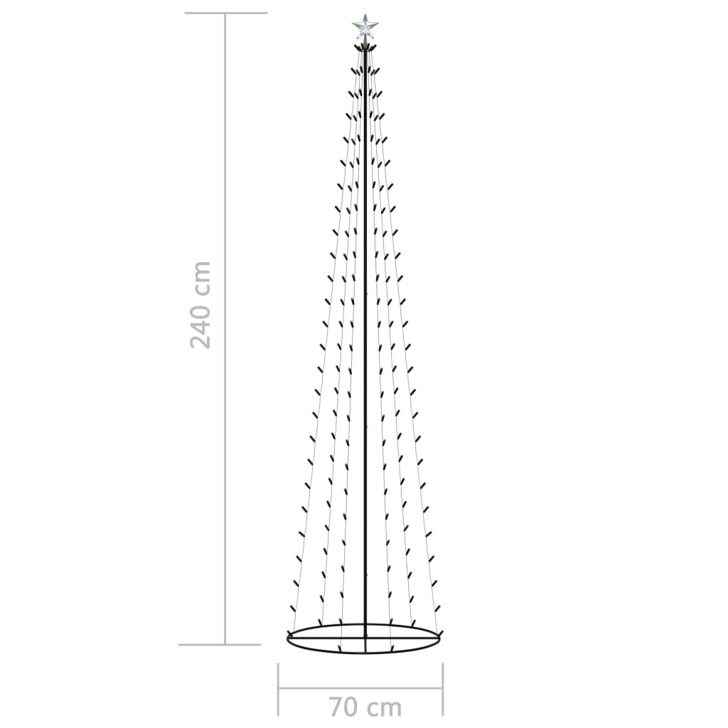 vidaXL Kalėdų eglutė, 70x240cm, kūgio formos, 136 LED lemputės