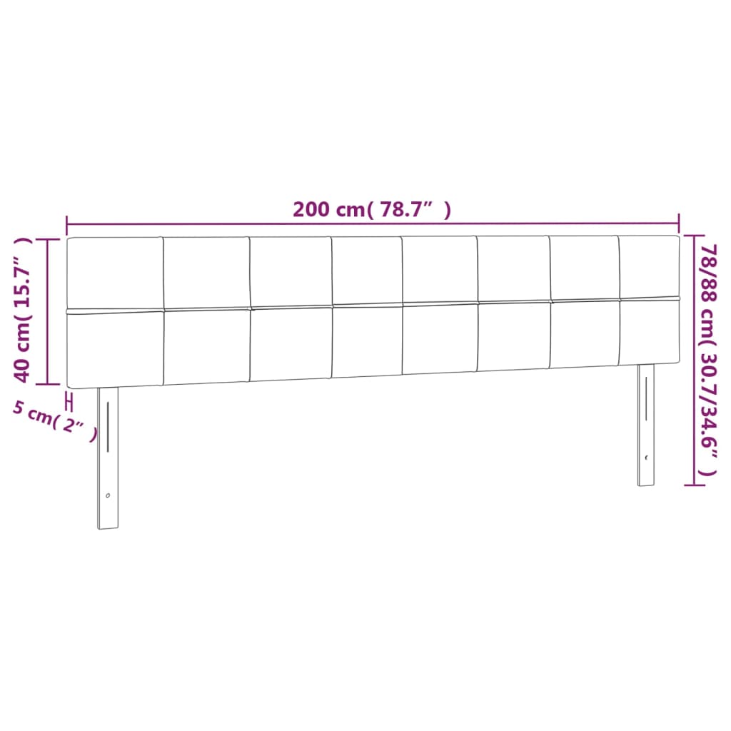 vidaXL Galvūgalis su LED, tamsiai mėlynas, 200x5x78/88cm, aksomas