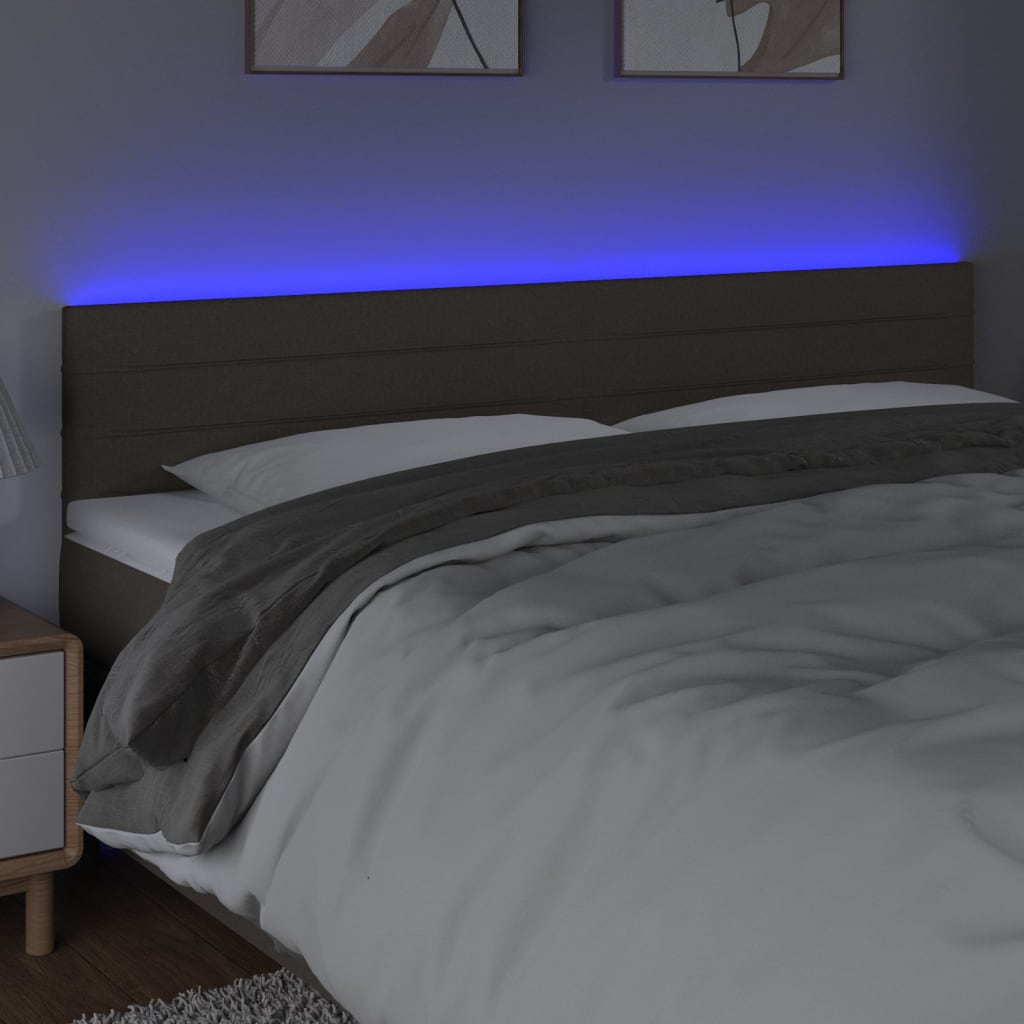 vidaXL Galvūgalis su LED, taupe spalvos, 200x5x78/88cm, audinys