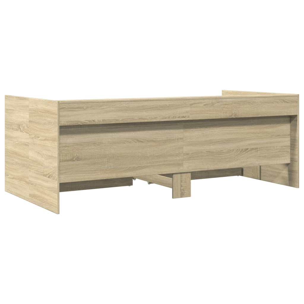 vidaXL Lova su stalčiais, ąžuolo spalvos, 90x190cm, apdirbta mediena