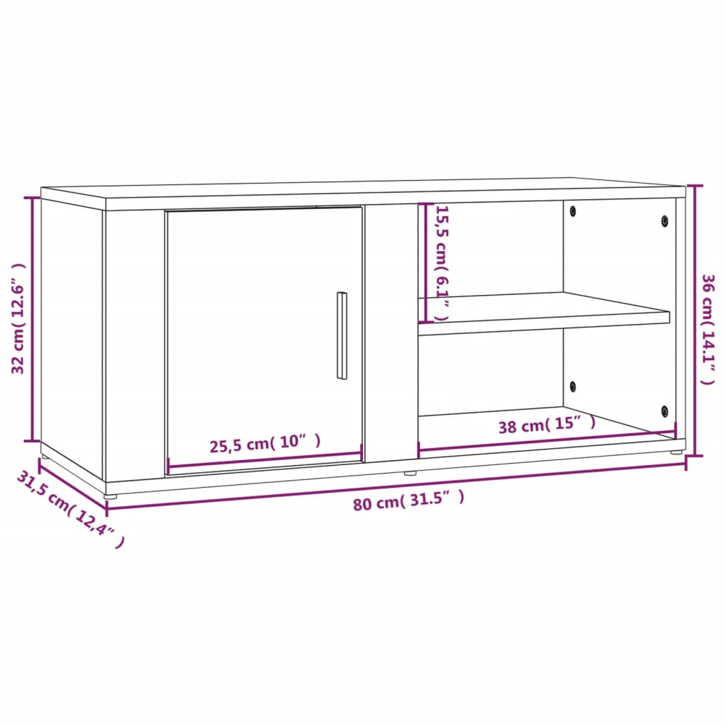 vidaXL Televizoriaus spintelė, betono pilka, 80x31,5x36cm, mediena