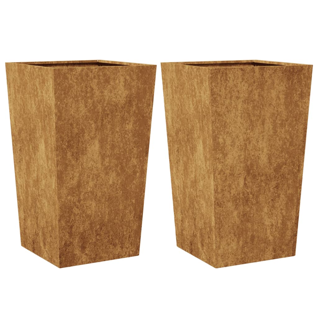 vidaXL Sodo loveliai, 2vnt., 45x45x75cm, corten plienas