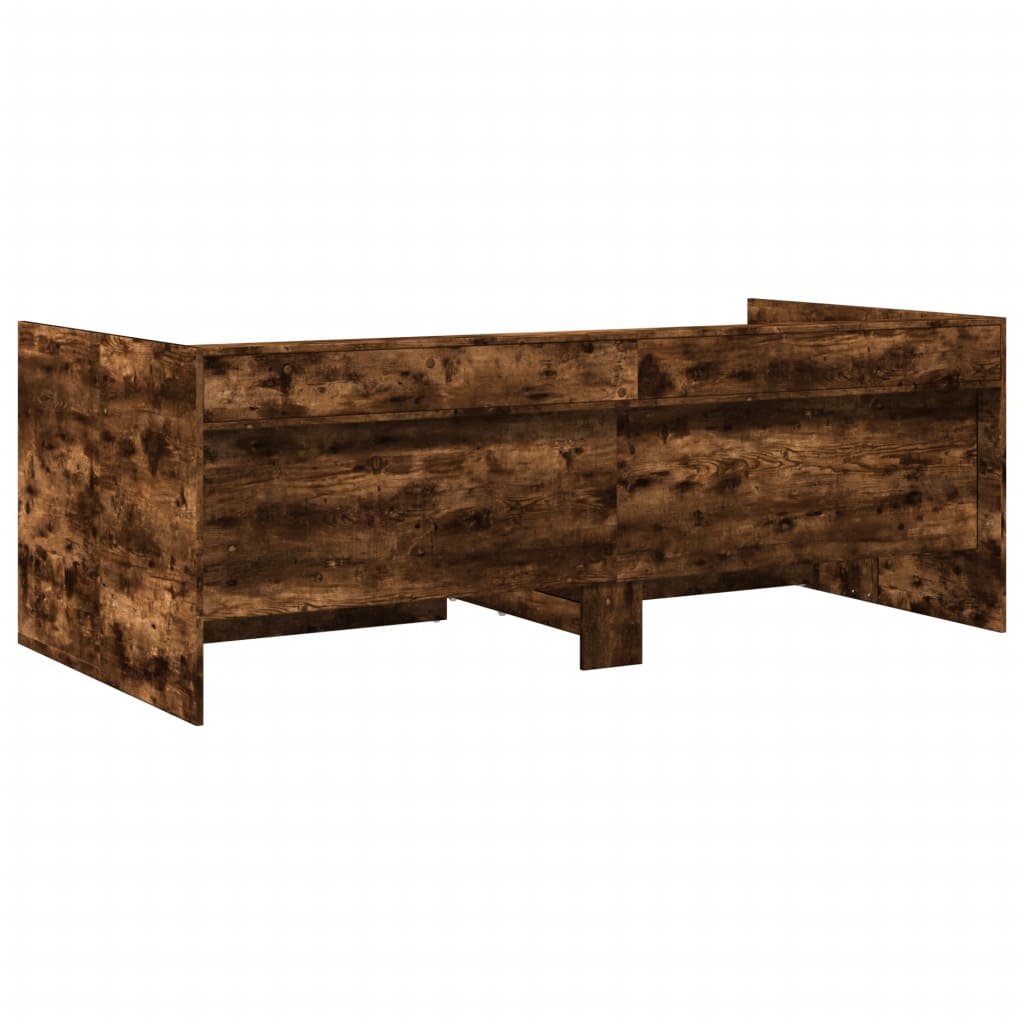 vidaXL Lova su stalčiais, dūminio ąžuolo, 75x190cm, apdirbta mediena