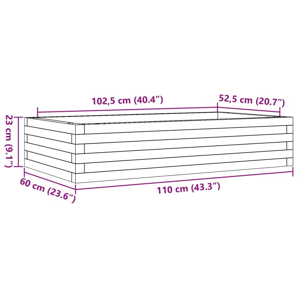 vidaXL Sodo lovelis, 110x60x23cm, pušies medienos masyvas