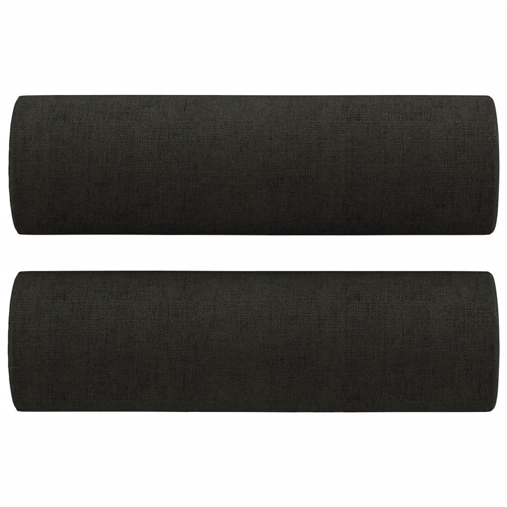 vidaXL Dvivietė sofa su pagalvėlėmis, juodos spalvos, 120cm, audinys