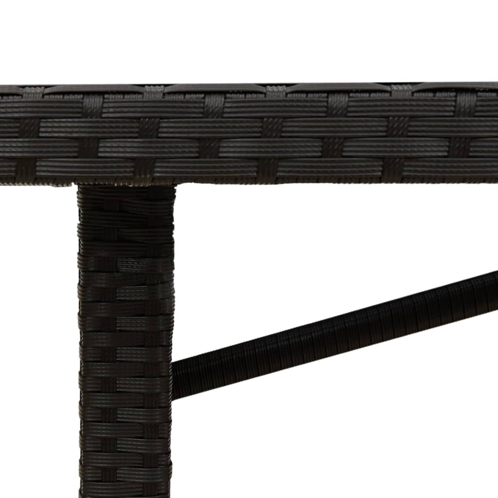 vidaXL Stalas su akacijos stalviršiu, juodas, 190x80x74cm, poliratanas