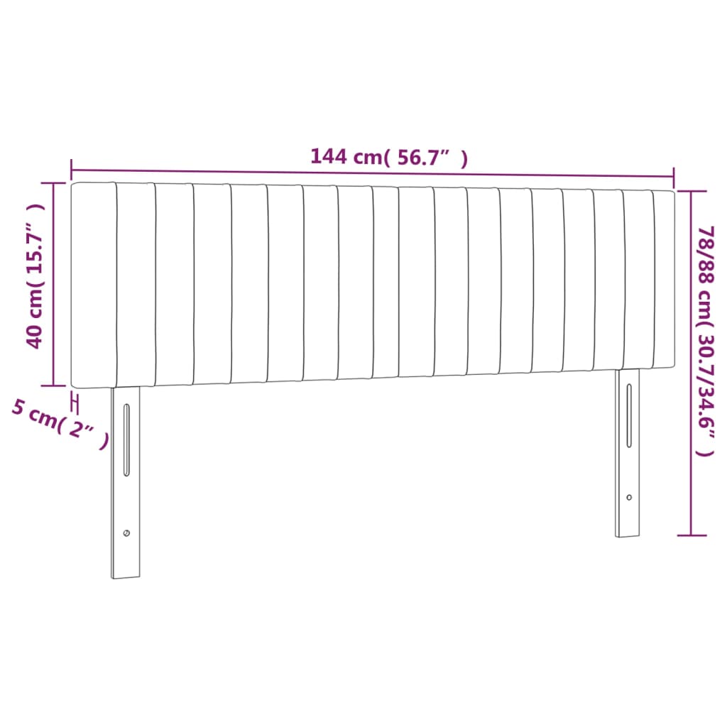 vidaXL Galvūgalis su LED, taupe spalvos, 144x5x78/88cm, audinys