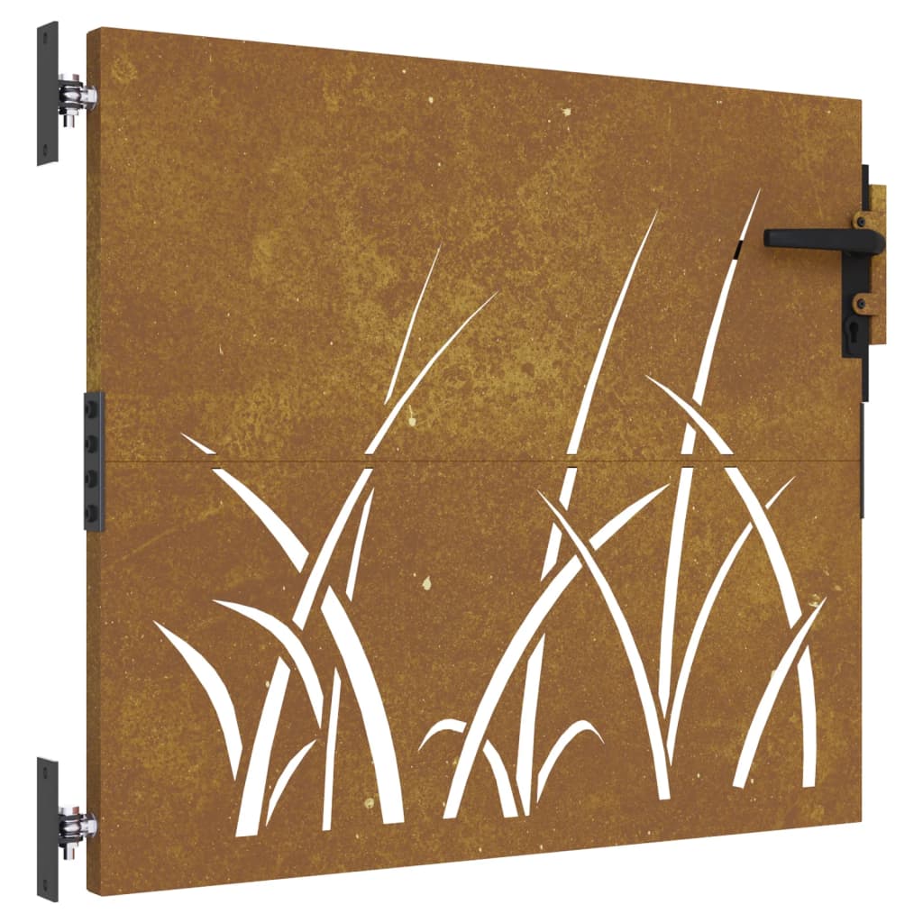 vidaXL Sodo vartai, 85x100cm, corten plienas, žolės dizaino