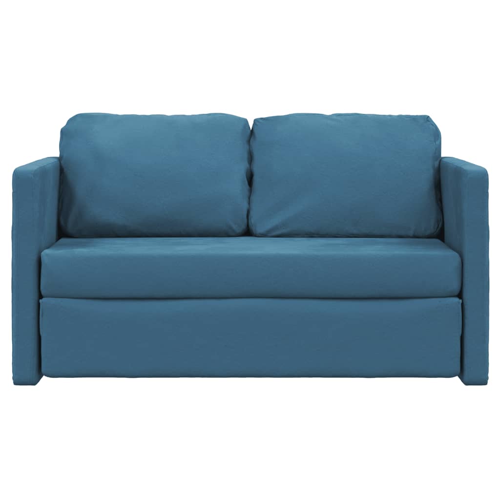 vidaXL Grindų sofa-lova, 2-1, mėlynos spalvos, 122x204x55cm, aksomas