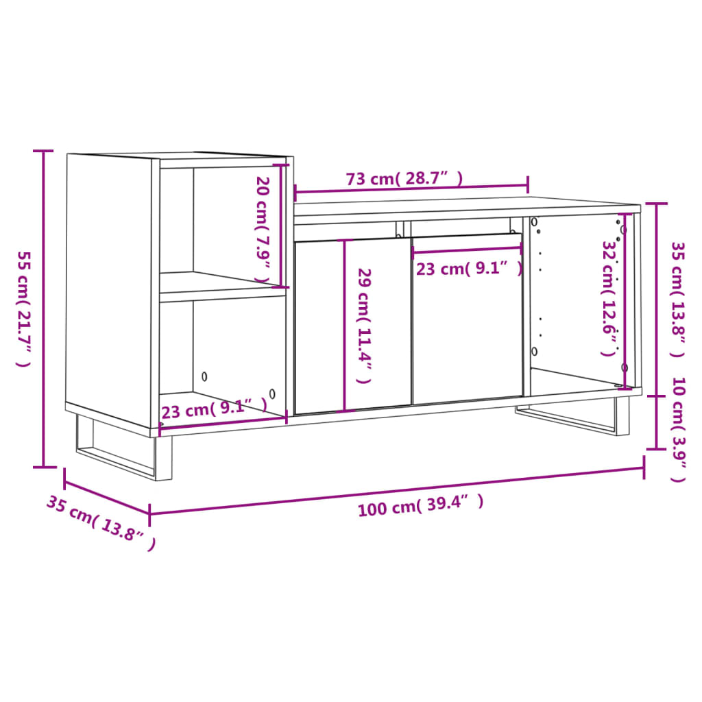 vidaXL Televizoriaus spintelė, juodos spalvos, 100x35x55cm, mediena