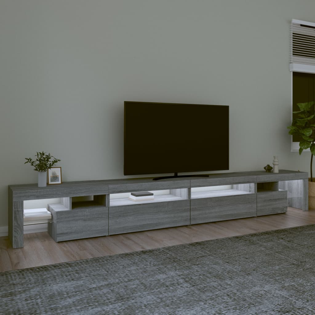 vidaXL Televizoriaus spintelė su LED, pilka ąžuolo, 290x36,5x40cm