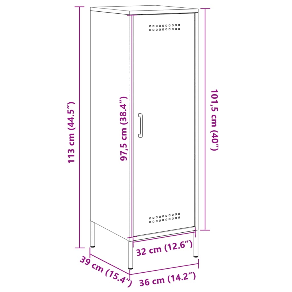 vidaXL Komoda, baltos spalvos, 36x39x113cm, plienas