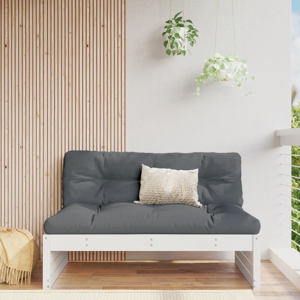 vidaXL Vidurinė sofos dalis, balta, 120x80cm, pušies medienos masyvas