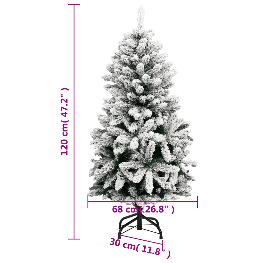 vidaXL Dirbtinė eglutė su šarnyrinėmis šakomis, 120cm, dengta sniegu