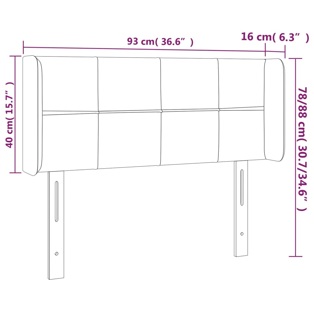 vidaXL Galvūgalis su LED, šviesiai pilkas, 93x16x78/88cm, aksomas