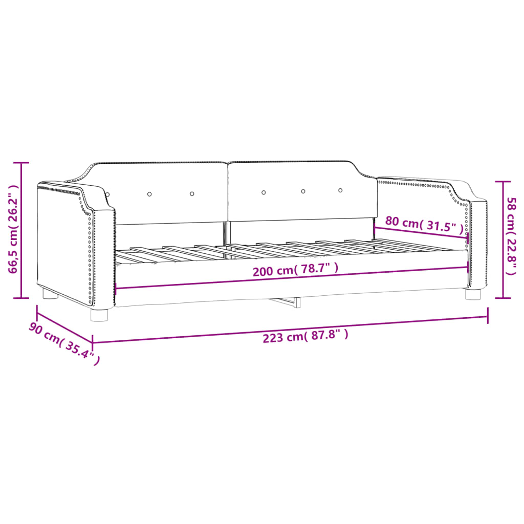 vidaXL Sofa, juodos spalvos, 80x200cm, audinys