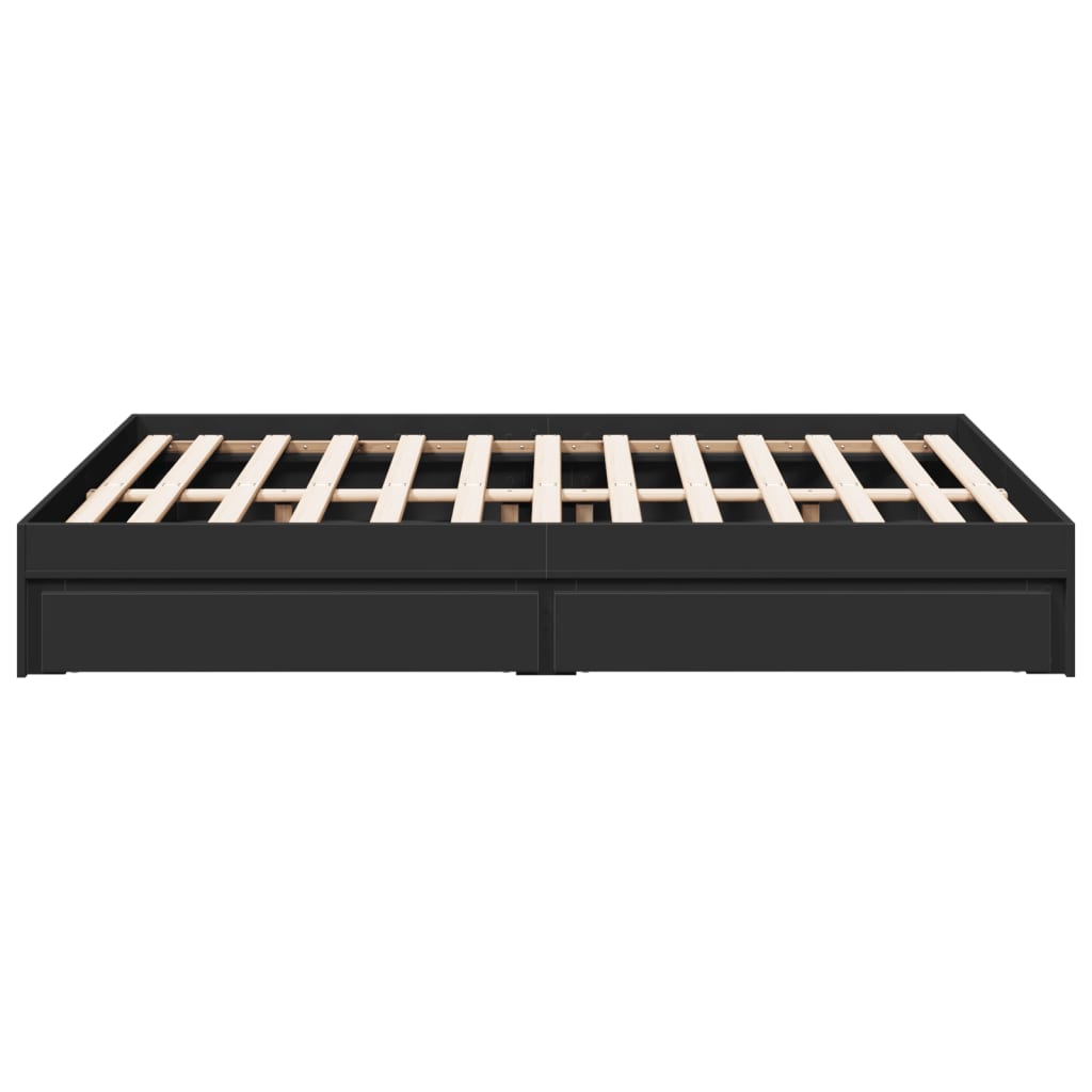 vidaXL Lovos rėmas su stalčiais, juodas, 120x190cm, apdirbta mediena