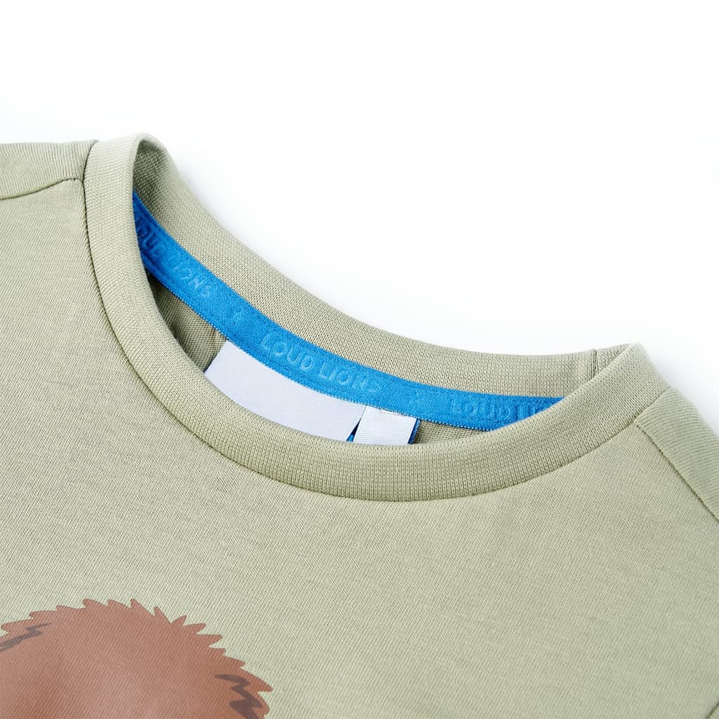 Vaikiški marškinėliai trumpomis rankovėmis, šviesūs chaki, 104 dydžio