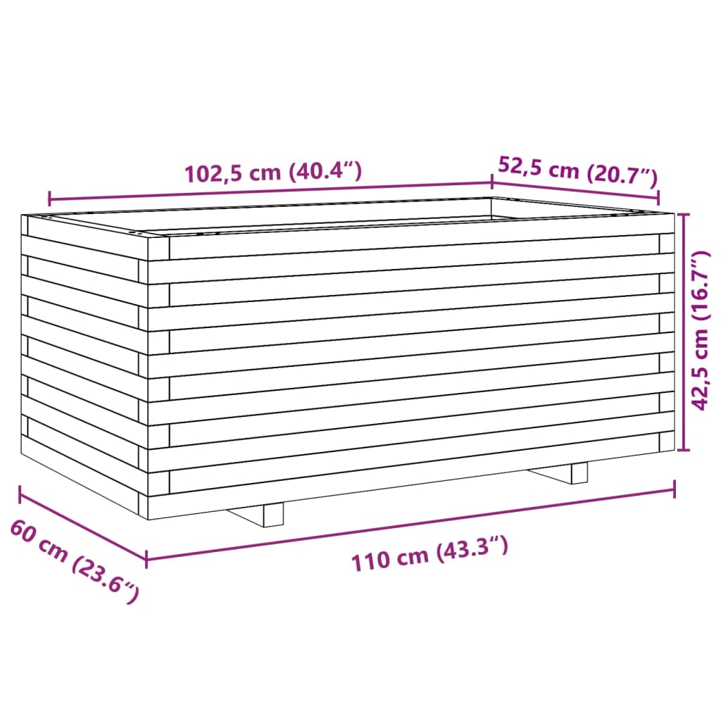 vidaXL Sodo lovelis, 110x60x49,5cm, impregnuota pušies mediena