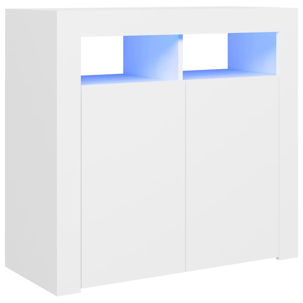 vidaXL Šoninė spintelė su LED apšvietimu, baltos spalvos, 80x35x75cm
