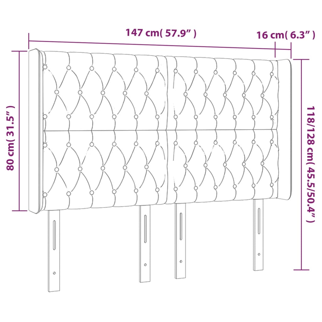 vidaXL Galvūgalis su LED, tamsiai rudos spalvos, 147x16x118/128cm