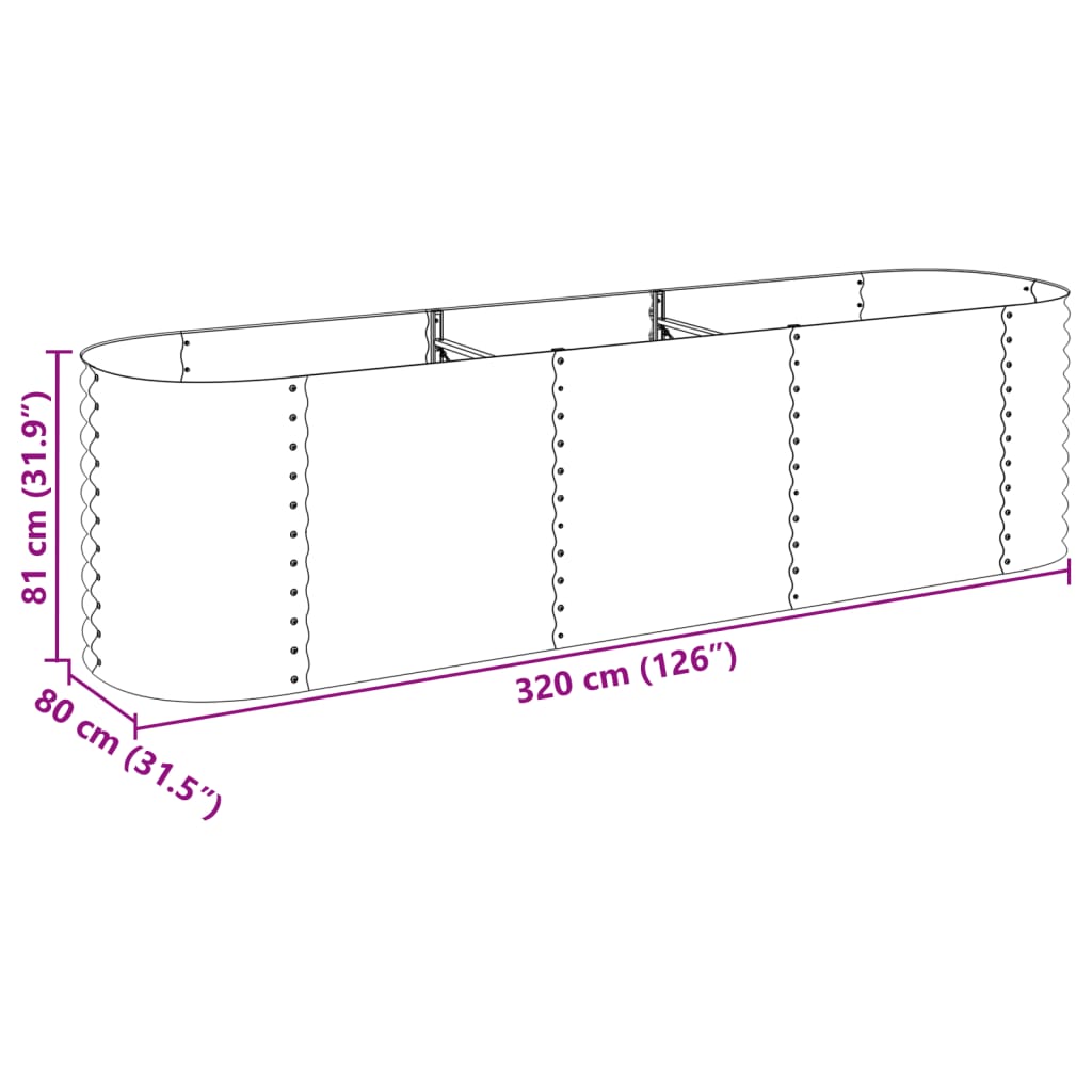 vidaXL Lovelis, pilkas, 320x80x81cm, galvanizuotas plienas, aukštas