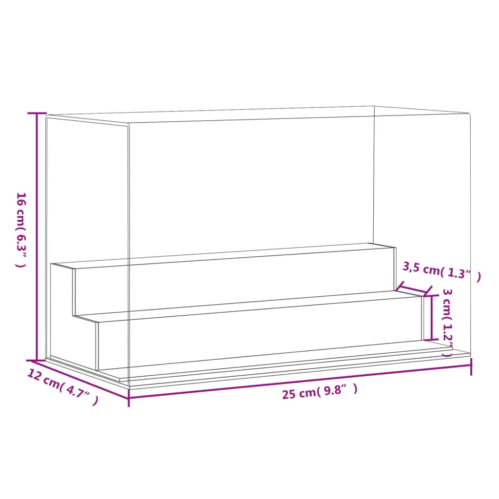 vidaXL Eksponavimo dėžė, skaidri, 25x12x16 cm, akrilas