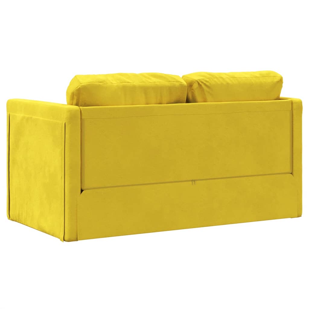 vidaXL Grindų sofa-lova, 2-1, tamsiai geltona, 122x204x55cm, aksomas