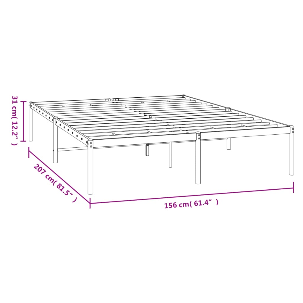 vidaXL Metalinis lovos rėmas, juodos spalvos 150x200 cm