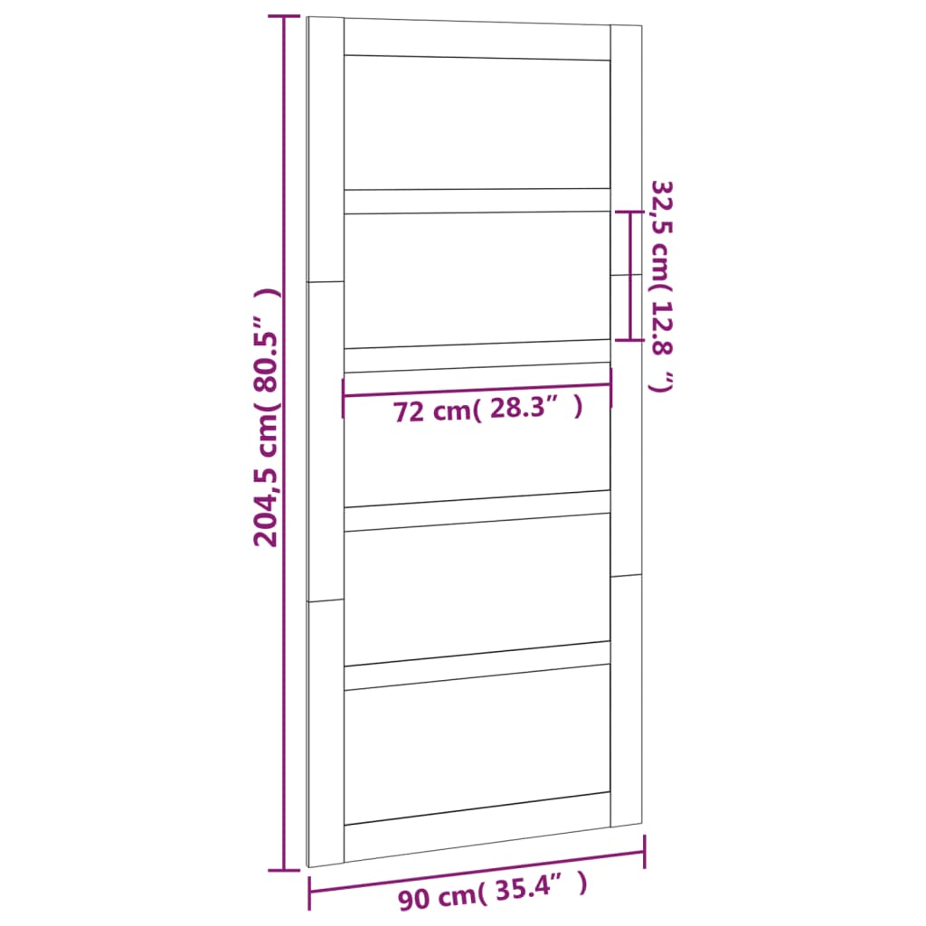 vidaXL Tvarto durys, 90x1,8x204,5cm, pušies medienos masyvas