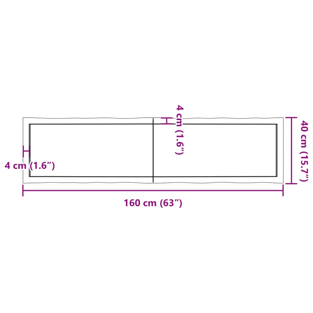 vidaXL Stalviršis, tamsiai ruda, 160x40x(2-6) cm, medienos masyvas