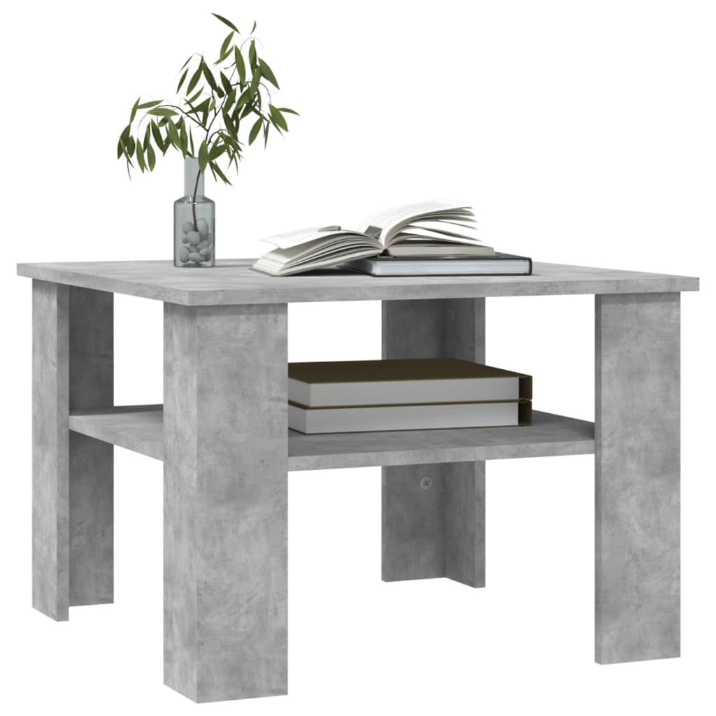 vidaXL Kavos staliukas, betono pilkas, 60x60x42cm, apdirbta mediena