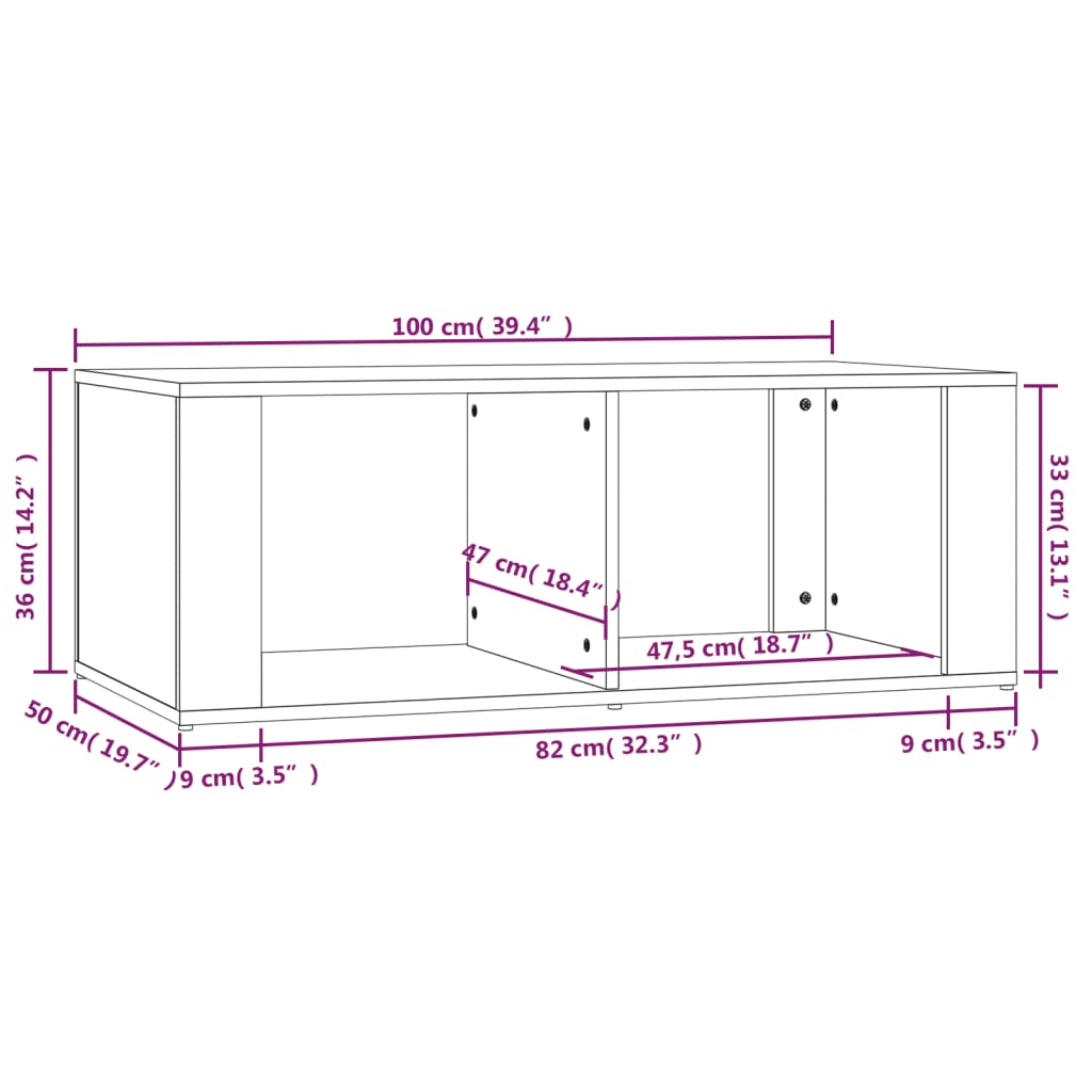 vidaXL Kavos staliukas, baltas, 100x50x36cm, apdirbta mediena, blizgus