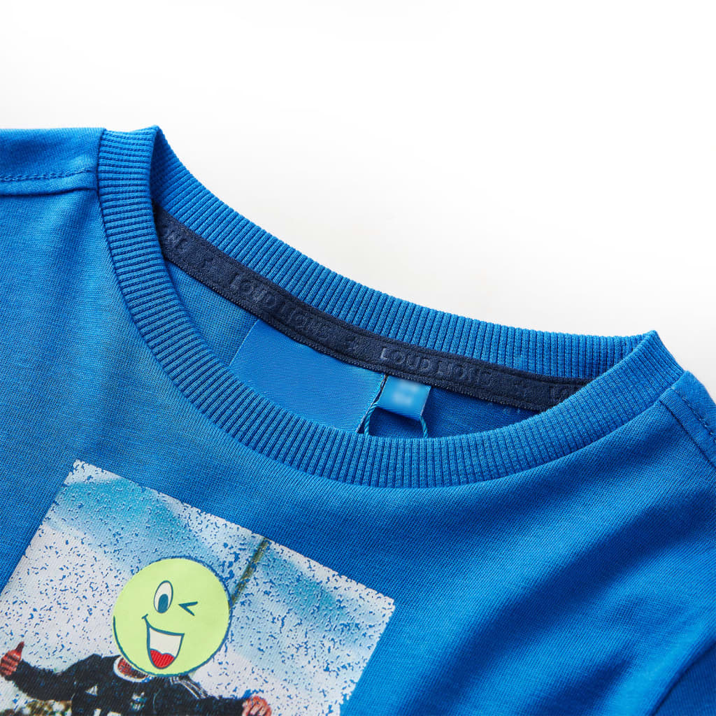 Vaikiški marškinėliai ilgomis rankovėmis, kobalto mėlyni, 116 dydžio