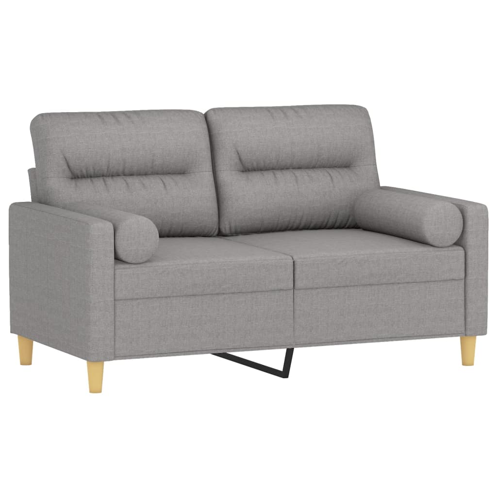 vidaXL Dvivietė sofa su pagalvėmis, šviesiai pilka, 120cm, audinys