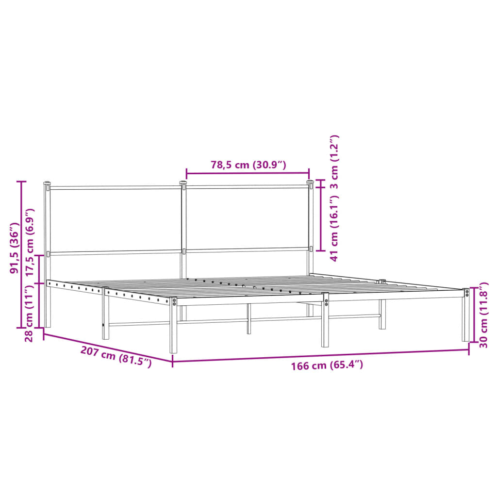 vidaXL Lovos rėmas be čiužinio, dūminio ąžuolo, 160x200cm, metalas