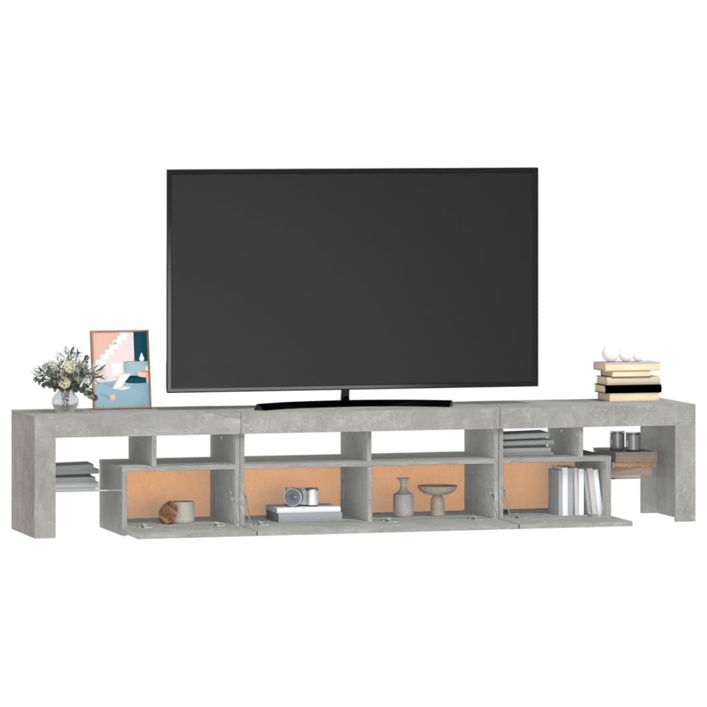 vidaXL TV spintelė su LED apšvietimu, betono pilka, 230x36,5x40cm