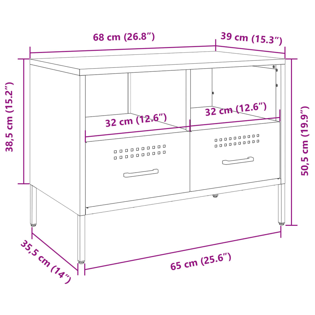 vidaXL Televizoriaus spintelė, antracito, 68x39x50,5cm, plienas