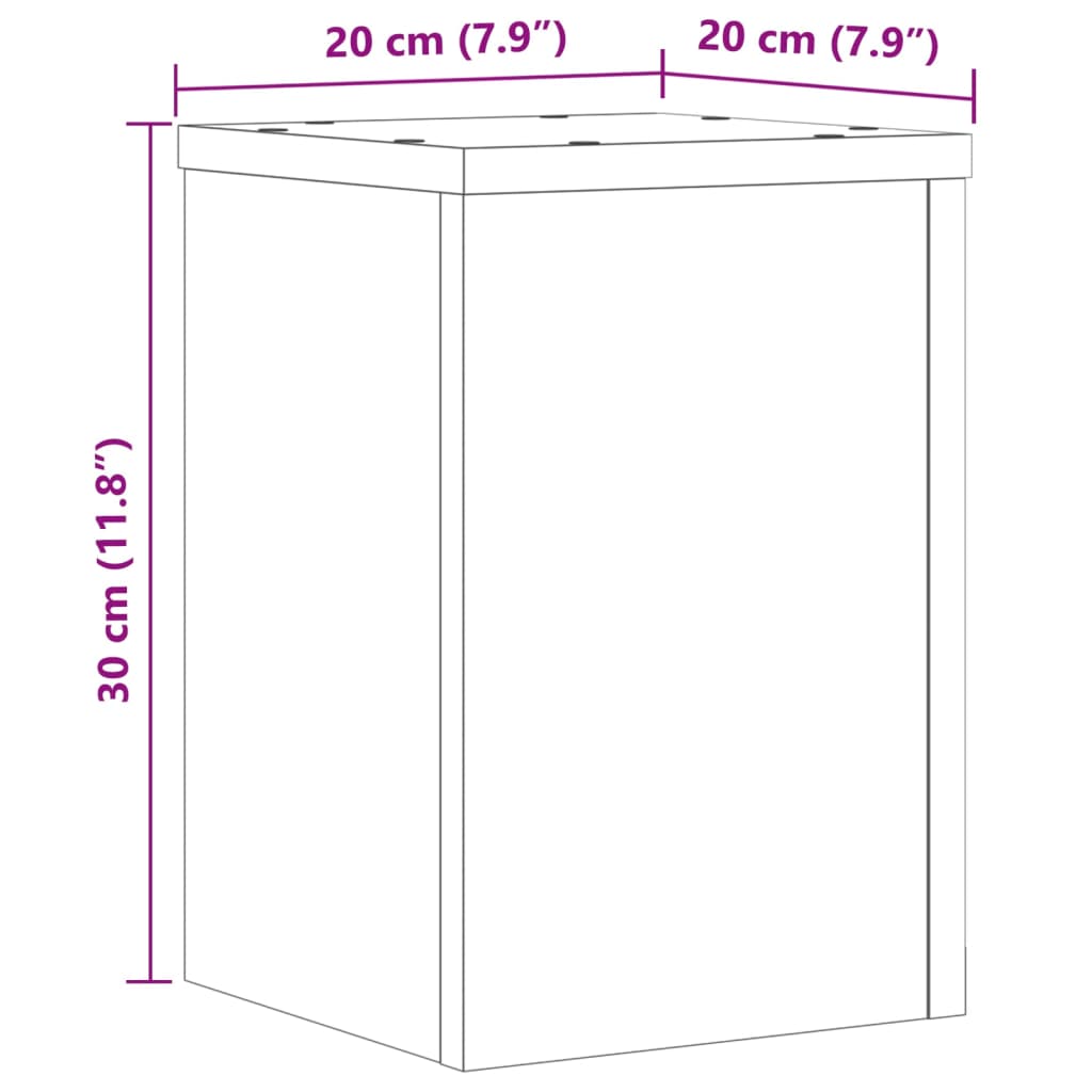 vidaXL Stovai augalams, 2vnt., juodi, 20x20x30cm, apdirbta mediena